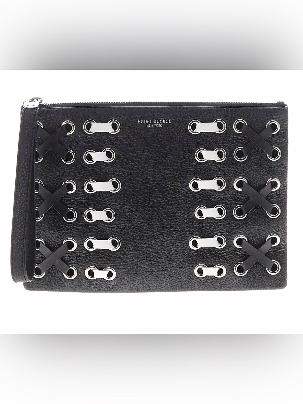 Henri Bendel NWT Sydney Pouch w/ Stitch Lacing Oversized Clutch